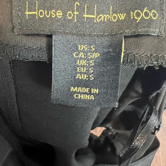 House of Harlow 1960 Solid Black Open Drawstring Sides Satin Mini Dress - Picture 11 of 11